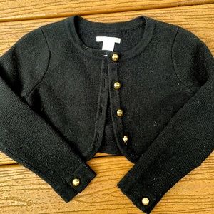 JANIE & JACK black wool cropped cardigan with gold button details